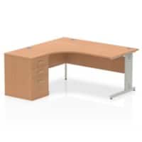 dynamic Impulse Left Hand Desk Freeform Oak Cantilever 3 Drawers 1 Pedestal 1,600 (W) x 1,630 (D) x 730 (H) mm MFC (Melamine Faced Chipboard)