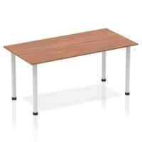 Dynamic Rectangular Straight Table Walnut MFC Post Leg Silver Frame Impulse 1600 x 800 x 725mm