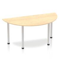 Dynamic Semicircular Table Maple MFC Post Leg Silver Frame Impulse 1600 x 800 x 725mm