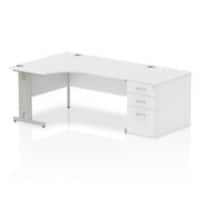 Dynamic Corner Left Hand Desk White MFC Cable Managed Cantilever Leg Grey Frame Impulse 2030/1200 x 800/600 x 730mm