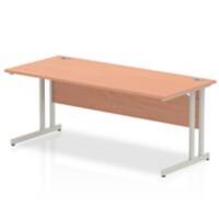 Dynamic Rectangular Straight Desk Beech MFC Cantilever Leg Grey Frame Impulse 1800 x 800 x 730mm