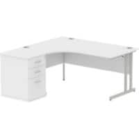dynamic Impulse Left Hand Desk Corner White Cantilever 3 Drawers 1 Pedestal 1,600 (W) x 1,630 (D) x 730 (H) mm MFC (Melamine Faced Chipboard)