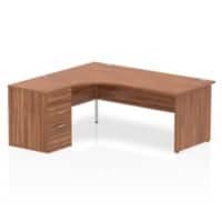 dynamic Impulse Left Hand Desk Corner Walnut Base panel 3 Drawers 1 Pedestal 1,800 (W) x 1,630 (D) x 730 (H) mm MFC (Melamine Faced Chipboard)