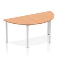 Semicircle Meeting Table Oak MFC Box Frame Legs Silver Impulse 1600 x 800 x 725mm