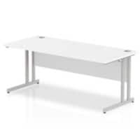 Dynamic Rectangular Straight Desk White MFC Cantilever Leg White Frame Impulse 1800 x 800 x 730mm