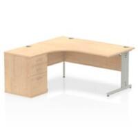 dynamic Impulse Left Hand Desk Corner Maple Cantilever 3 Drawers 1 Pedestal 1,600 (W) x 1,630 (D) x 730 (H) mm MFC (Melamine Faced Chipboard)