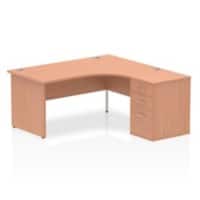 Dynamic Corner Right Hand Desk Beech MFC Panel End Leg Beech Frame Impulse 1600/1630 x 800/600 x 730mm