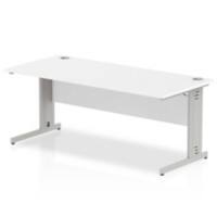 Dynamic Rectangular Office Desk White MFC Cable Managed Cantilever Leg Grey Frame Impulse 1800 x 800 x 730mm