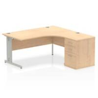 dynamic Impulse Right Hand Desk Corner Maple Cantilever 3 Drawers 1 Pedestal 1,600 (W) x 1,630 (D) x 730 (H) mm MFC (Melamine Faced Chipboard)