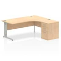 Dynamic Corner Right Hand Desk Maple MFC Cable Managed Cantilever Leg Grey Frame Impulse 1800/1630 x 800/600 x 730mm