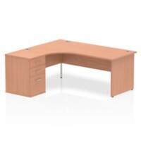 dynamic Impulse Left Hand Desk Rectangular Beech Base panel 3 Drawers 1 Pedestal 1,800 (W) x 1,630 (D) x 730 (H) mm MFC (Melamine Faced Chipboard)