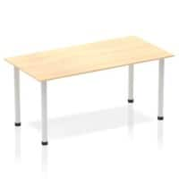 Dynamic Rectangular Straight Table Maple MFC Post Leg Silver Frame Impulse 1600 x 800 x 725mm