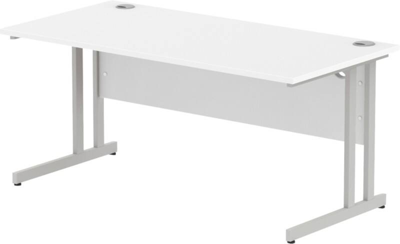 dynamic Impulse Straight Desk Rectangular White Cantilever 1,600 (W) x 800 (D) x 730 (H) mm MFC (Melamine Faced Chipboard)