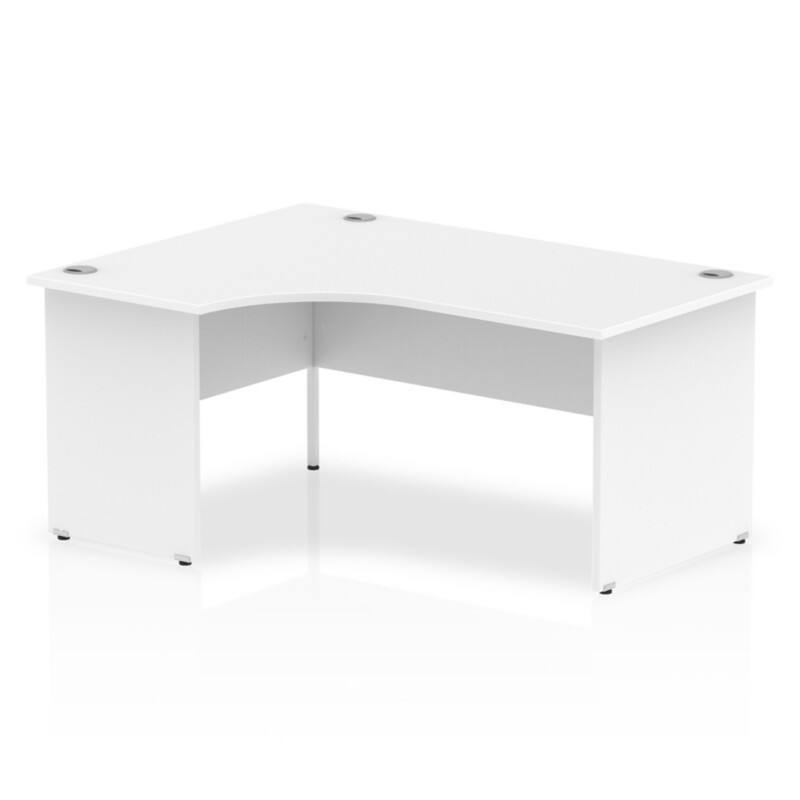 dynamic Impulse Left Hand Desk Corner White Base panel 1,600 (W) x 1,200 (D) x 730 (H) mm MFC (Melamine Faced Chipboard)