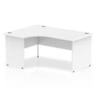Dynamic Corner Left Hand Crescent Desk White MFC Panel End Leg White Frame Impulse 1600/1200 x 600/800 x 730mm