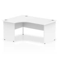 Dynamic Corner Left Hand Crescent Desk White MFC Panel End Leg White Frame Impulse 1600/1200 x 600/800 x 730mm