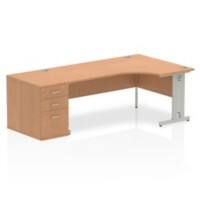 dynamic Impulse Right Hand Desk Rectangular Oak Cantilever 3 Drawers 1 Pedestal 2,230 (W) x 1,200 (D) x 730 (H) mm MFC (Melamine Faced Chipboard)