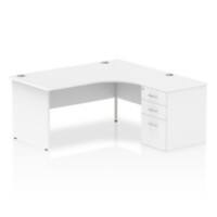 Dynamic Corner Right Hand Desk White MFC Panel End Leg White Frame Impulse 1600/1630 x 800/600 x 730mm