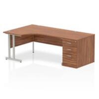 Dynamic Corner Left Hand Desk Walnut MFC Cantilever Leg Grey Frame Impulse 2030/1200 x 800/600 x 730mm