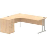 dynamic Impulse Left Hand Desk Corner Maple Cantilever 3 Drawers 1 Pedestal 1,800 (W) x 1,630 (D) x 730 (H) mm MFC (Melamine Faced Chipboard)