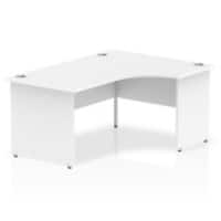 Dynamic Corner Right Hand Crescent Desk White MFC Panel End Leg White Frame Impulse 1600/1200 x 600/800 x 730mm