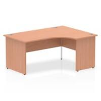 Dynamic Corner Right Hand Crescent Desk Beech MFC Panel End Leg Beech Frame Impulse 1600/1200 x 600/800 x 730mm