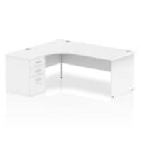 Dynamic Corner Left Hand Desk White MFC Panel End Leg White Frame Impulse 1800/1630 x 800/600 x 730mm