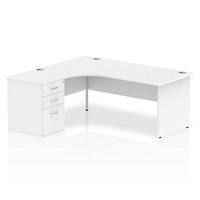 Dynamic Corner Left Hand Desk White MFC Panel End Leg White Frame Impulse 1800/1630 x 800/600 x 730mm