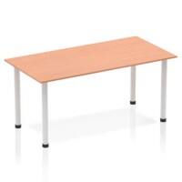 Dynamic Rectangular Straight Table Beech MFC Post Leg Silver Frame Impulse 1600 x 800 x 725mm