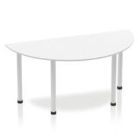 Dynamic Semicircular Table White MFC Post Leg Silver Frame Impulse 1600 x 800 x 725mm