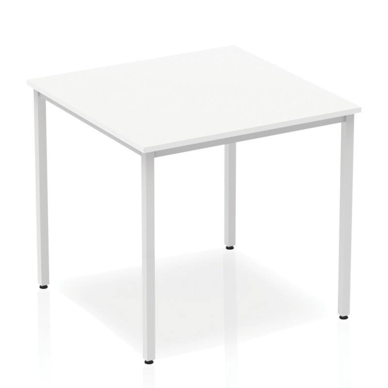 dynamic Impulse Conference Table Square White 4 Metal legs 800 (W) x 800 (D) x 740 (H) mm MFC (Melamine Faced Chipboard)