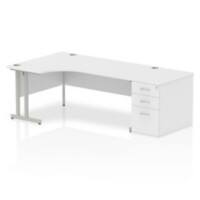 Dynamic Corner Left Hand Desk White MFC Cantilever Leg Grey Frame Impulse 2230/1200 x 800/600 x 730mm