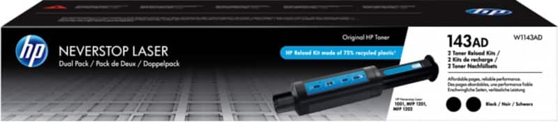 HP 143AD Original Toner Reload Kit W1143AD Black Pack of 2 Duopack
