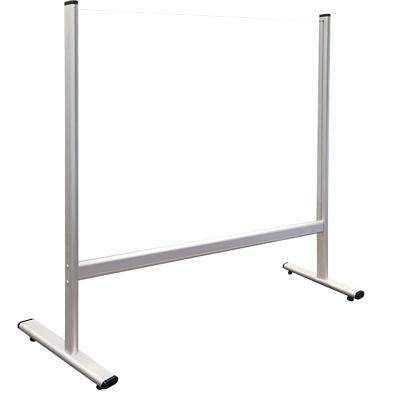 Franken Freestanding Counter & Desk Protective Screen 400 x 650mm Acrylic, Glass Silver Anodised