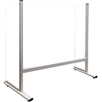 Franken Freestanding Counter & Desk Protective Screen with Side Panel 400 x 650mm Acrylic, Glass Silver Anodised
