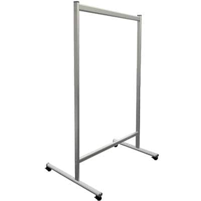 Franken Freestanding Mobile Partition Wall 1200 x 1500mm Acrylic, Glass Silver Anodised