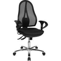 TOPSTAR Synchro Tilt Operator Chair 2D Armrest Open Point Deluxe Mesh, Fabric Black