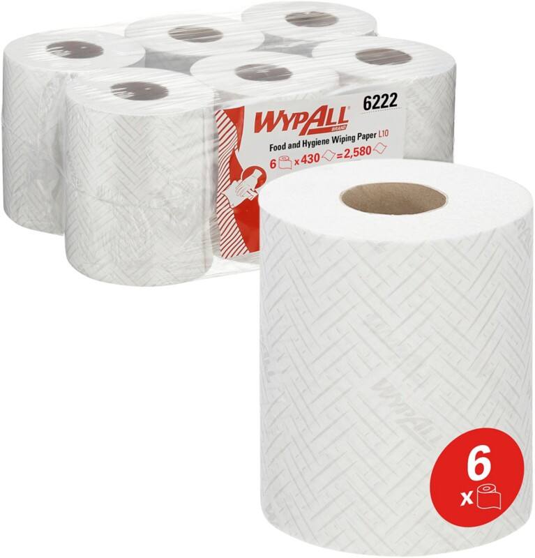 Kimberly-Clark Professional Wiping Paper White 1 Ply 6222 6 Rolls of 430 Sheets