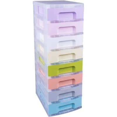 Really Useful Box 8 x 7 Litre Plastic Drawer Unit Pastel 300 x 420 x 925 mm