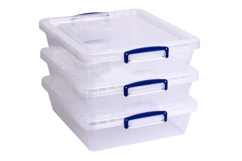 Really Useful Box Plastic Nestable Storage Boxes 10.5 Litre 383 x 460 x 113 mm Pack of 3