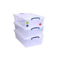 Really Useful Box Plastic Nestable Storage Boxes 43 Litre 440 x 695 x 230 mm Pack of 3