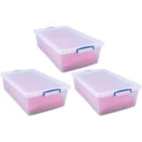 Really Useful Box Plastic Nestable Storage Boxes 43 Litre 440 x 695 x 230 mm Pack of 3