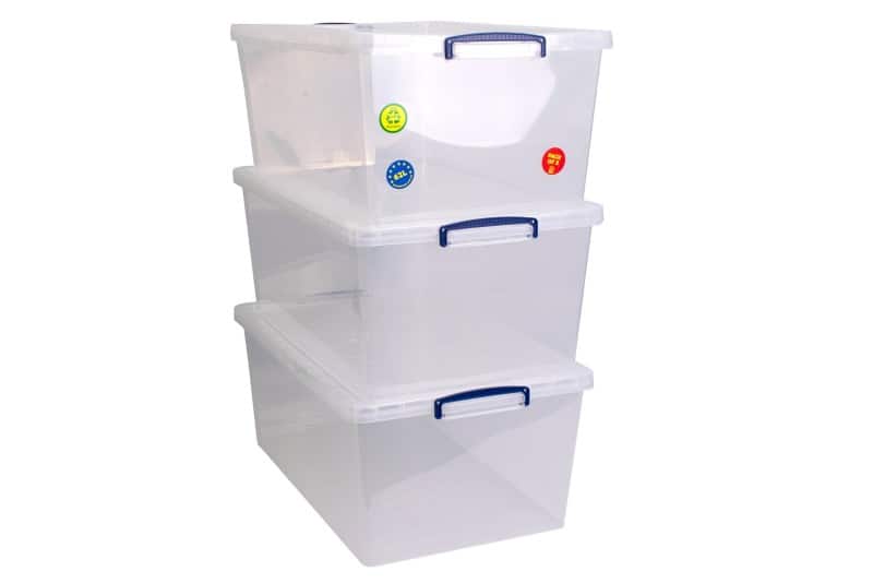 Really Useful Box Plastic Nestable Storage Boxes 62 Litre  440 x 685 x 287 mm Pack of 3