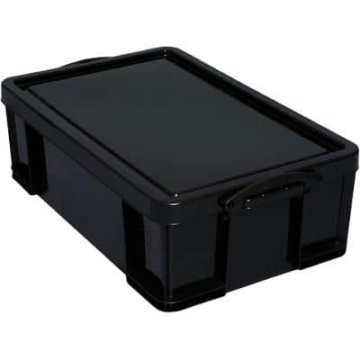 Really Useful Box Plastic Storage 50 Litre Black 440 x 710 x 230 mm