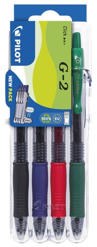 Pilot G-2 Rollerball Pen 0.7 mm Assorted Pack of 4
