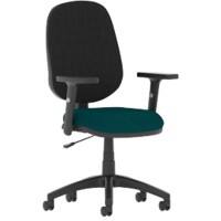 Dynamic Permanent Contact Backrest Task Operator Chair Height Adjustable Arms Eclipse I Black Back, Maringa Teal Seat Without Headrest High Back