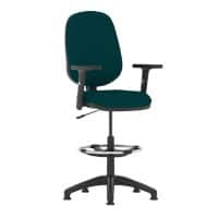 Dynamic Permanent Contact Backrest Task Operator Chair With Green Fabric Height Adjustable Arms Eclipse I Without Headrest High Back