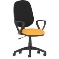 Dynamic Permanent Contact Backrest Task Operator Chair Loop Arms Eclipse I Black Back, Senna Yellow Seat Without Headrest High Back