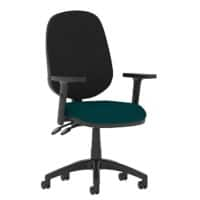 Dynamic Permanent Contact Backrest Task Operator Chair Height Adjustable Arms Eclipse Plus III Black Back, Maringa Teal Seat High Back