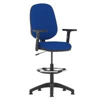 Dynamic Permanent Contact Backrest Task Operator Chair Height Adjustable Arms Eclipse I Stevia Blue Seat High Back and Hi Rise Draughtsman Kit